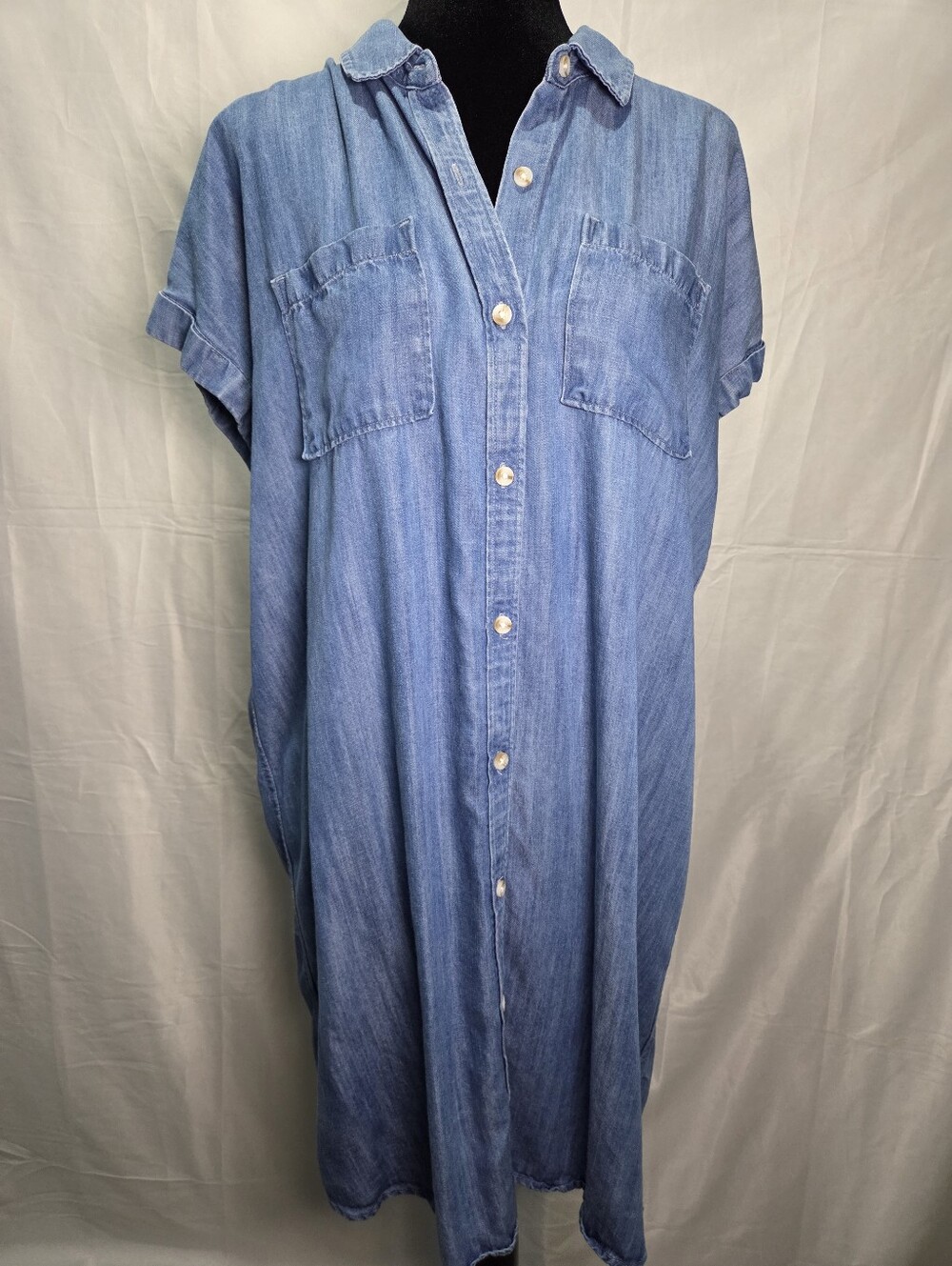 Wonderly Light Blue Denim Maxi Shirt Dress